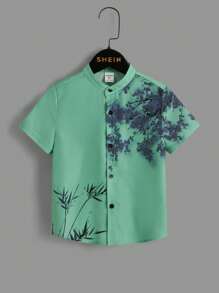 Toddler Boys Plants Print Shirt - Green - View 1