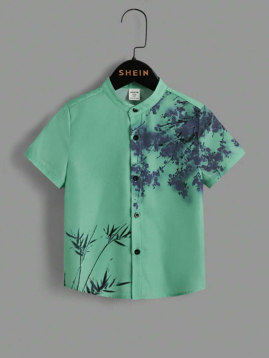 Toddler Boys Plants Print Shirt - Green - View 1