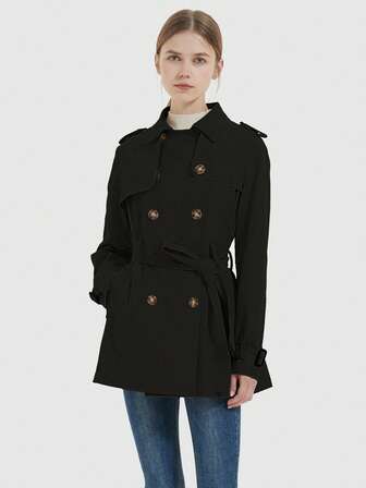 Double Breasted Belted Trench Coat