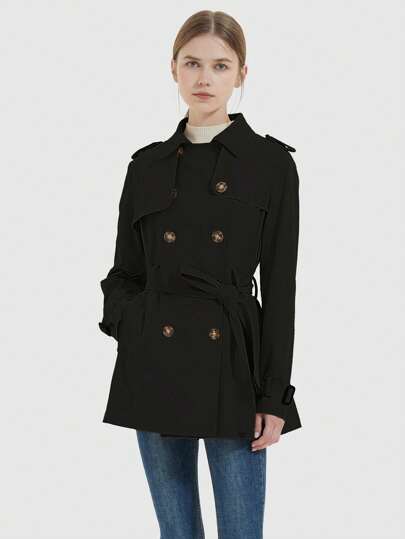 Double Breasted Belted Trench Coat