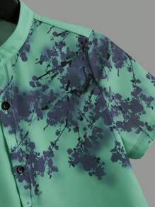 Toddler Boys Plants Print Shirt - Green - View 3