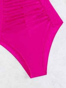 SHEIN Swim Summer Beach Tummy Control One Piece Swimsuit - Hot Pink - View 5