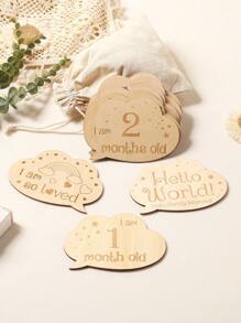 Đứa bé gái Sơ sinh Nhiếp ảnh 14 cái Đồ họa Chữ cái Hàng tháng Đề xuất các mốc quan trọng - Màu be - Xem 5