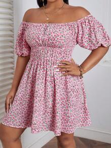 Dreamara Đầm Plus Size Dải chun Họa tiết hoa Boho - Nhiều màu - Xem 4