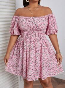 Dreamara Đầm Plus Size Dải chun Họa tiết hoa Boho - Nhiều màu - Xem 6