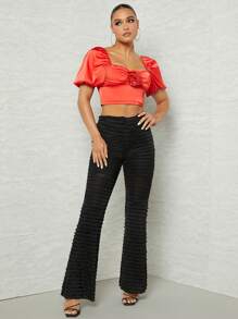 SHEIN Unity Allover Frill Ruffle Flare Leg Pants