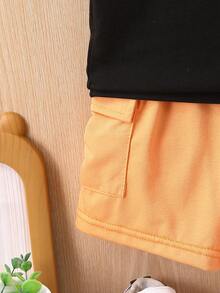 男嬰素色背心上衣和翻蓋口袋短褲 - 彩色 - 查看 3