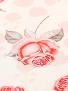 嬰兒女孩新生兒攝影花卉印花包裹毯子和帽子 - 彩色 - 查看 5