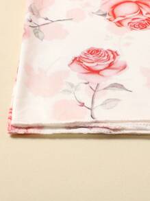 嬰兒女孩新生兒攝影花卉印花包裹毯子和帽子 - 彩色 - 查看 6