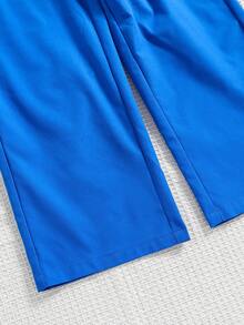 SHEIN Bộ hai mảnh Gái phân lớp Trọn gói màu trơn Dễ thương - Màu xanh lam - Xem 5