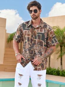 Manfinity Homme Men Plus 1pc Geo Print Shirt - Multicolor - View 6