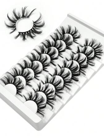 False Eyelashes,8 Pairs Crisscross Fake Eyelashes Cluster Fluffy Full Strip False Eyelash Party Daily Makeup Fake Eyelashes