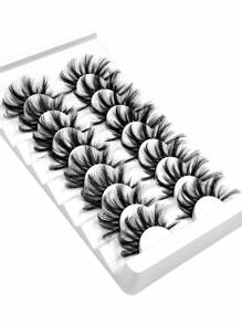 假睫毛，8对交叉假睫毛簇状蓬松全条假睫毛派对日常化妆假睫毛