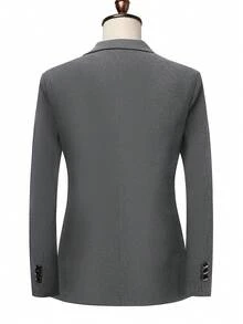 Manfinity Mode 男士1入組翻蓋口袋前紐扣西裝外套