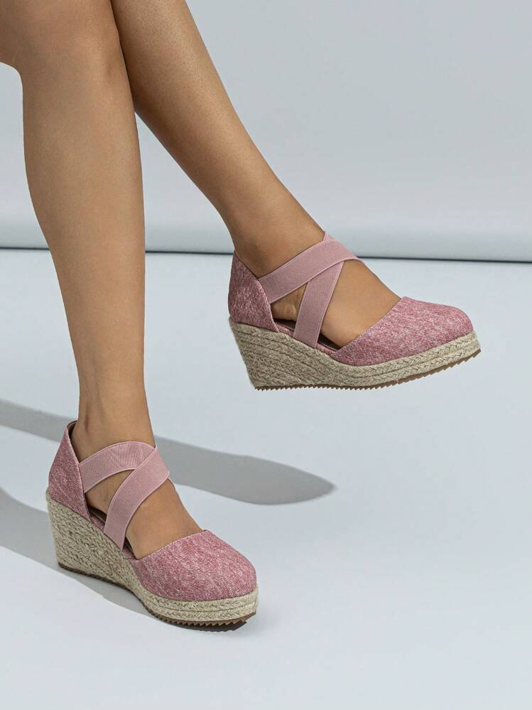 Women Minimalist Espadrille Wedge Court Shoes Vacation Wedge Shoes Mauve Purple SHEIN ASIA