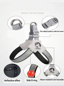 Adjustable And Reflective Comfortable Pet Collar Chest Back Strap For Medium-Sized Dogs, Fashionable And Lightweight Dog Leash Backpack For Outdoor Activities - Black - View 8