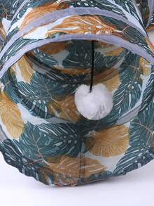 1pc Leaf Print Foldable Cat Tunnel For Cat For Play - Multicolor - View 2