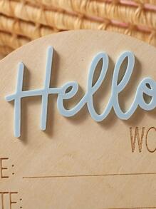 SHEIN 新生儿照片道具男宝宝女宝宝亚克力字母图形每月里程碑卡片盘 Hello World 标志沐浴礼物木质卡片标记 - 霧霾藍 - 查看 3
