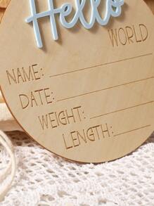 SHEIN 新生儿照片道具男宝宝女宝宝亚克力字母图形每月里程碑卡片盘 Hello World 标志沐浴礼物木质卡片标记 - 霧霾藍 - 查看 4