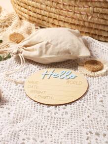 SHEIN 新生儿照片道具男宝宝女宝宝亚克力字母图形每月里程碑卡片盘 Hello World 标志沐浴礼物木质卡片标记 - 霧霾藍 - 查看 5