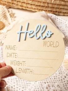 SHEIN 新生儿照片道具男宝宝女宝宝亚克力字母图形每月里程碑卡片盘 Hello World 标志沐浴礼物木质卡片标记 - 霧霾藍 - 查看 6