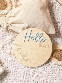 SHEIN 新生儿照片道具男宝宝女宝宝亚克力字母图形每月里程碑卡片盘 Hello World 标志沐浴礼物木质卡片标记 - 霧霾藍 - 查看 8