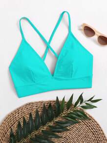 Swim Basics Summer Beach Criss Cross Back Bikini Top