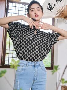 DAZY Áo sơ mi nữ Hoa Tất cả trên in Giải trí - màu đen - Xem 1