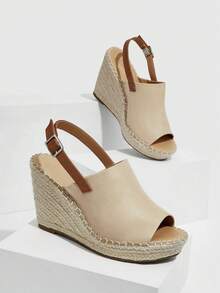 Styleloop Dép quai hậu quai hậu cho nữ, Dép Espadrille hai tông màu - Màu be - Xem 5