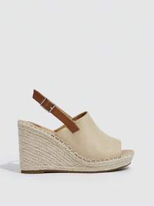 Styleloop Dép quai hậu quai hậu cho nữ, Dép Espadrille hai tông màu - Màu be - Xem 3