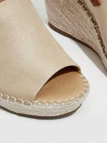Styleloop Dép quai hậu quai hậu cho nữ, Dép Espadrille hai tông màu - Màu be - Xem 4