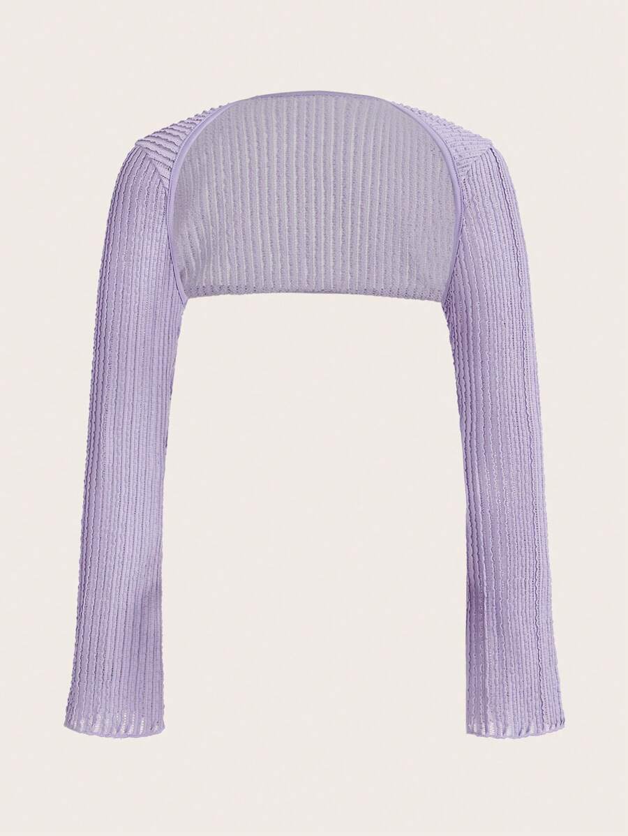 SHEIN ICON Solid Super Crop Bolero Shrug Top - Lilac Purple - View 1