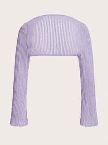 SHEIN ICON Solid Super Crop Bolero Shrug Top - Lilac Purple - View 2
