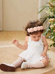 Cozy Pixies 嬰兒荷葉邊荷葉邊下擺寬肩帶上衣和短褲 - 白色 - 查看 6