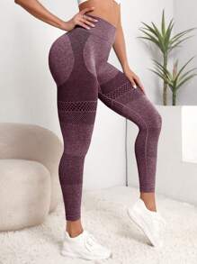 Yoga Basic Quần Leggings Thể thao Nữ màu trơn - Màu tím hoa cà - Xem 2