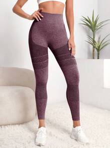 Yoga Basic Quần Leggings Thể thao Nữ màu trơn - Màu tím hoa cà - Xem 6
