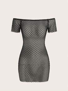 SHEIN ICON Hollow Out Off Shoulder Dress Without Lingerie Set - Black - View 1