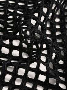 SHEIN ICON Hollow Out Off Shoulder Dress Without Lingerie Set - Black - View 3