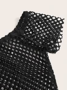 SHEIN ICON Hollow Out Off Shoulder Dress Without Lingerie Set - Black - View 4