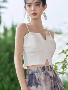 DAZY Solid Split Hem Cami Top - White - View 6