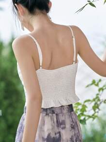 DAZY Solid Split Hem Cami Top - White - View 8
