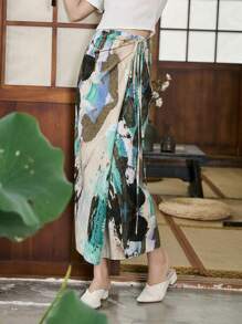 DAZY 圖形印花打結側邊裙 - 杏色 - 查看 7