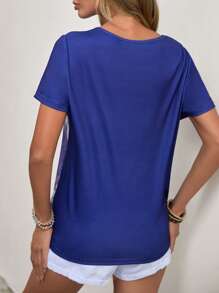 SHEIN LUNE Áo thun nữ Cà vạt nhuộm Giải trí - Nhiều màu - Xem 2