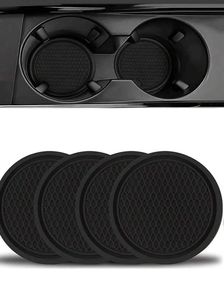 Thảm lót cốc ô tô sáng tạo Nội thất chống trượt Phụ kiện trang trí ô tô - màu đen - Xem 1