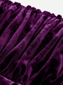 SHEIN EZwear Plus Ruched Bust Velvet Crop Cami Top - Purple - View 2