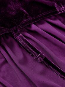 SHEIN EZwear Plus Ruched Bust Velvet Crop Cami Top - Purple - View 5