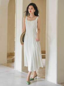DAZY Solid Cami Dress - White - View 9