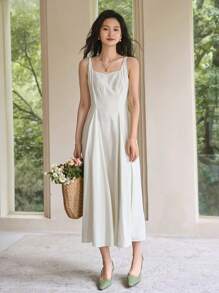 DAZY Solid Cami Dress - White - View 12