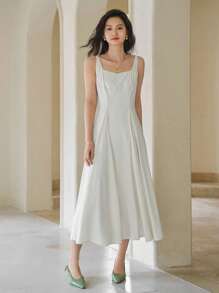 DAZY Solid Cami Dress - White - View 15