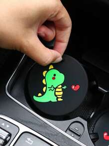 Thảm lót cốc ô tô Tấm lót chống trượt có ngăn đựng, Thảm lót cốc sáng tạo đa chức năng thiết kế hoạt hình khủng long - Nhiều màu - Xem 5